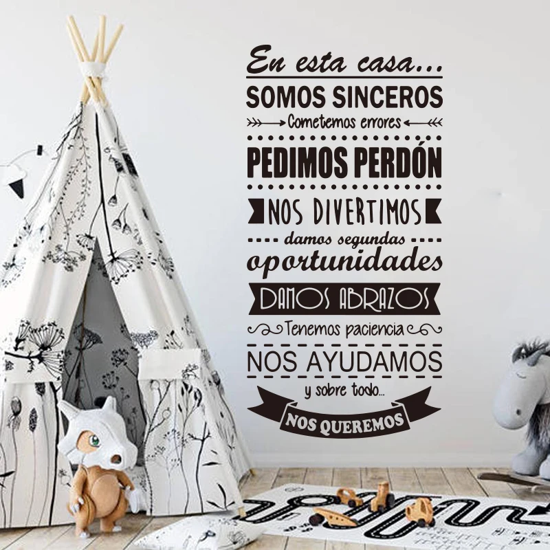Baby Nursery Wall Mural - Large Spanish In This House Rule