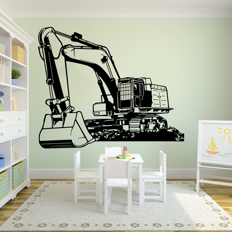 Baby Nursery Wall Mural - Large Heavy Equipmen Excavator Digger Wall