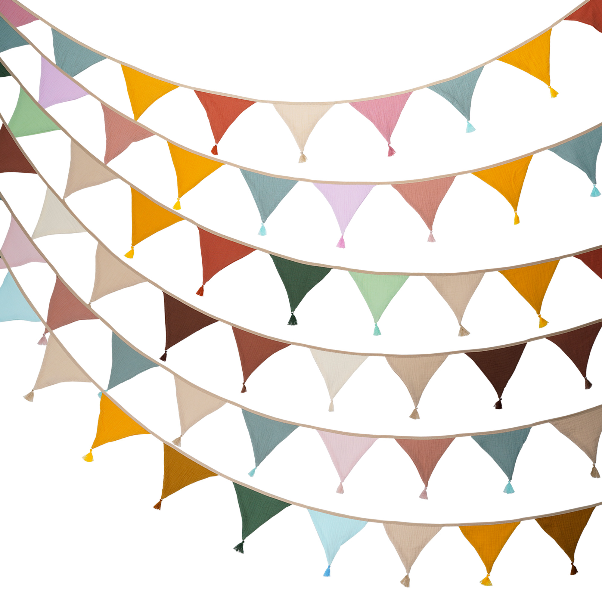Baby Nursery Home - 2.6M/8.5FT Nursery Fabric Bunting 10 Triangle