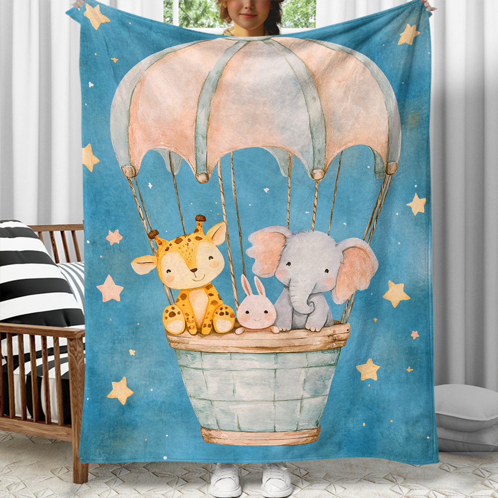 Baby Nursery Hot Air Balloon - Cute animals hot air balloon stars