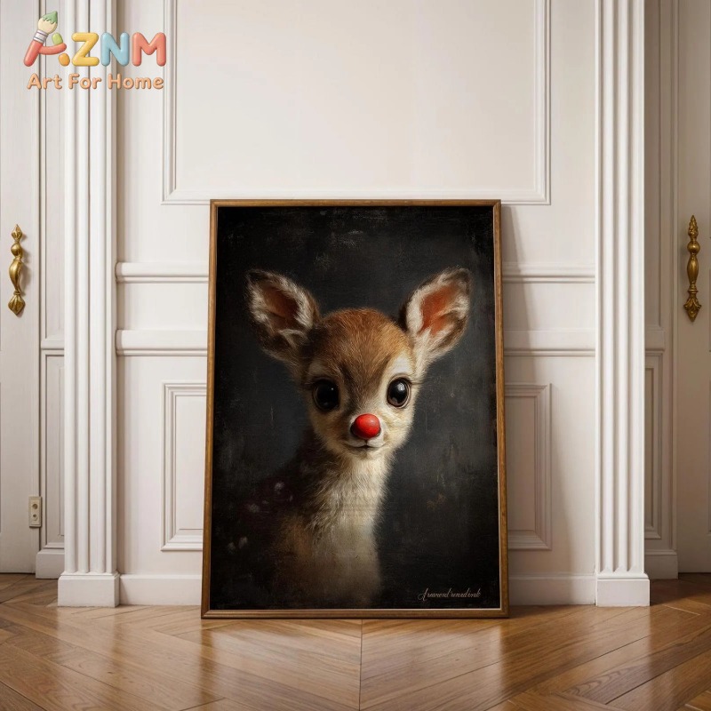Baby Nursery Vintage Decor - Unframed Canvas Wall Art Cute Red