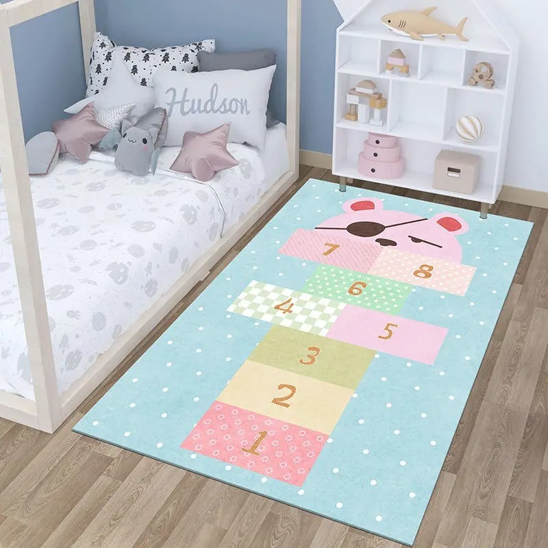 Baby Nursery Lamp - Light Gray Children's Hopscotch Carpet for