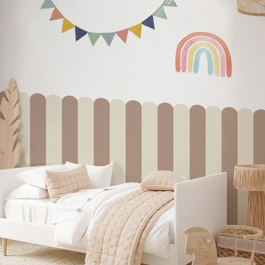 Baby Nursery Wall Mural - Multicolor Vertical Striped Arc Wallpaper Nursery