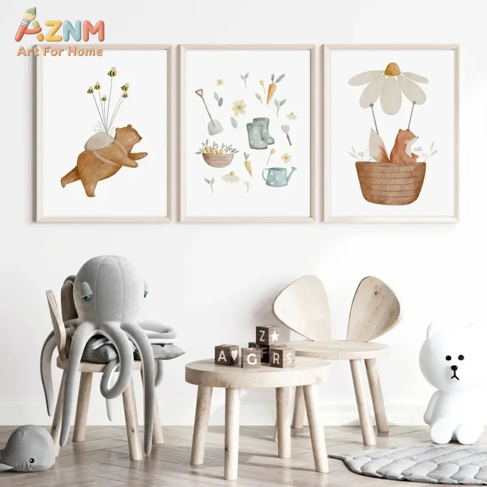 AZNM Watercolor Bear Fox Anima - огляд і ціна Baby Nursery Frames