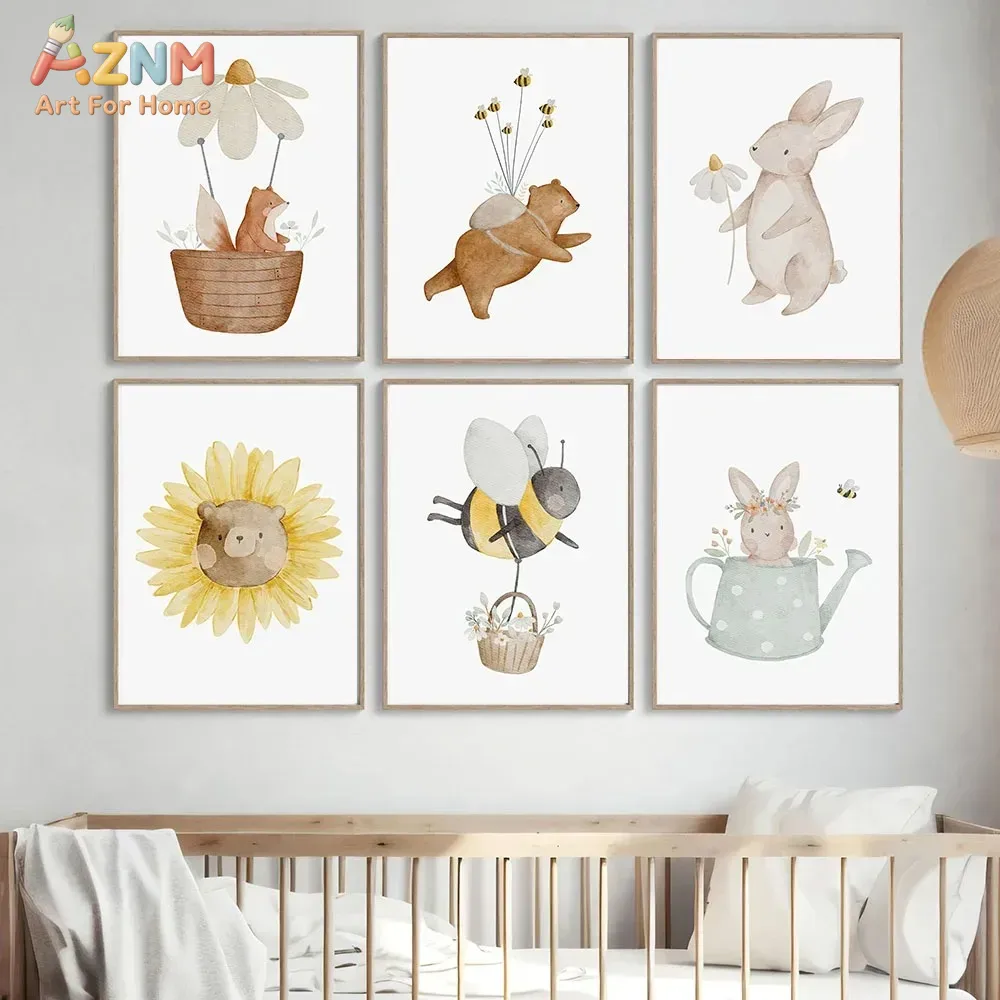 AZNM Watercolor Bear Fox Anima - огляд і ціна Baby Nursery Frames