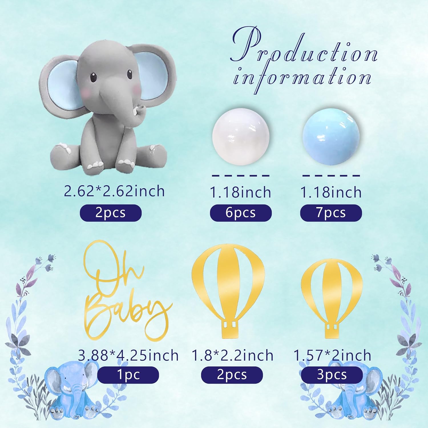 Elephant Cake Decoration Baby  - огляд і ціна Baby Nursery Hot Air Balloon