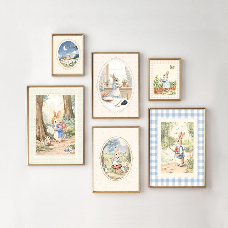 Vintage Boho Blue Plaid Rabbit - огляд і ціна Baby Nursery Vintage Decor