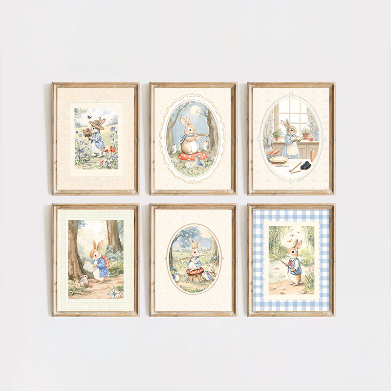 Vintage Boho Blue Plaid Rabbit - огляд і ціна Baby Nursery Vintage Decor