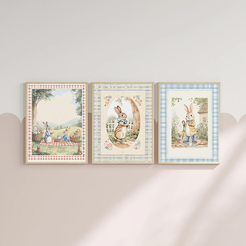 Vintage Boho Blue Plaid Rabbit - огляд і ціна Baby Nursery Vintage Decor