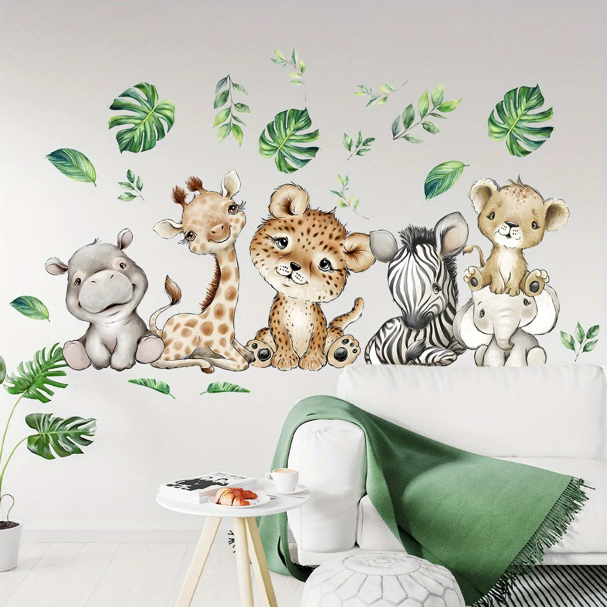1PC Cartoon Cute Hippo Tiger E - огляд і ціна Baby Nursery Wall Mural