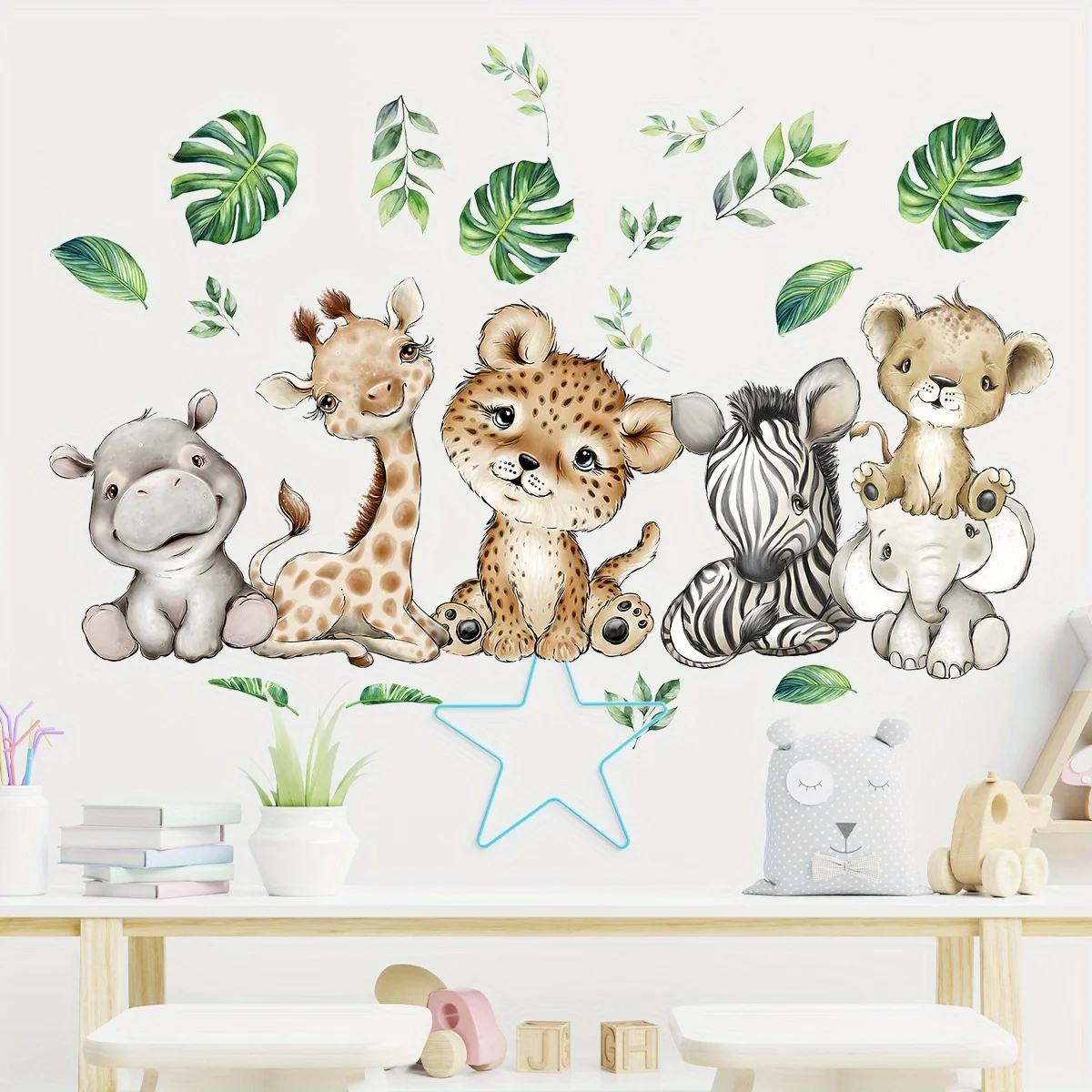 1PC Cartoon Cute Hippo Tiger E - огляд і ціна Baby Nursery Wall Mural
