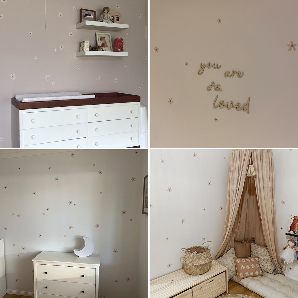 Boho Solid Colored Flowers Nur - огляд і ціна Baby Nursery Wall Mural