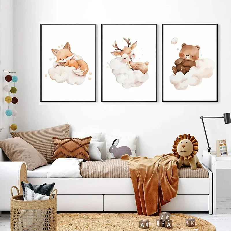 Cartoon Cloud Animal Canvas Pa - огляд і ціна Baby Nursery Frames