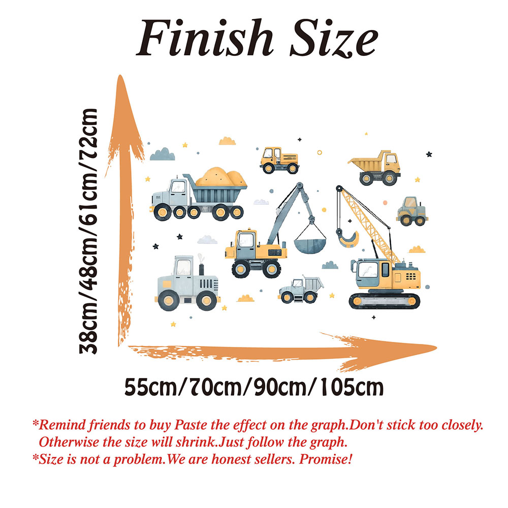 Cartoon Excavator Vehicles Set - огляд і ціна Baby Nursery Wall Mural