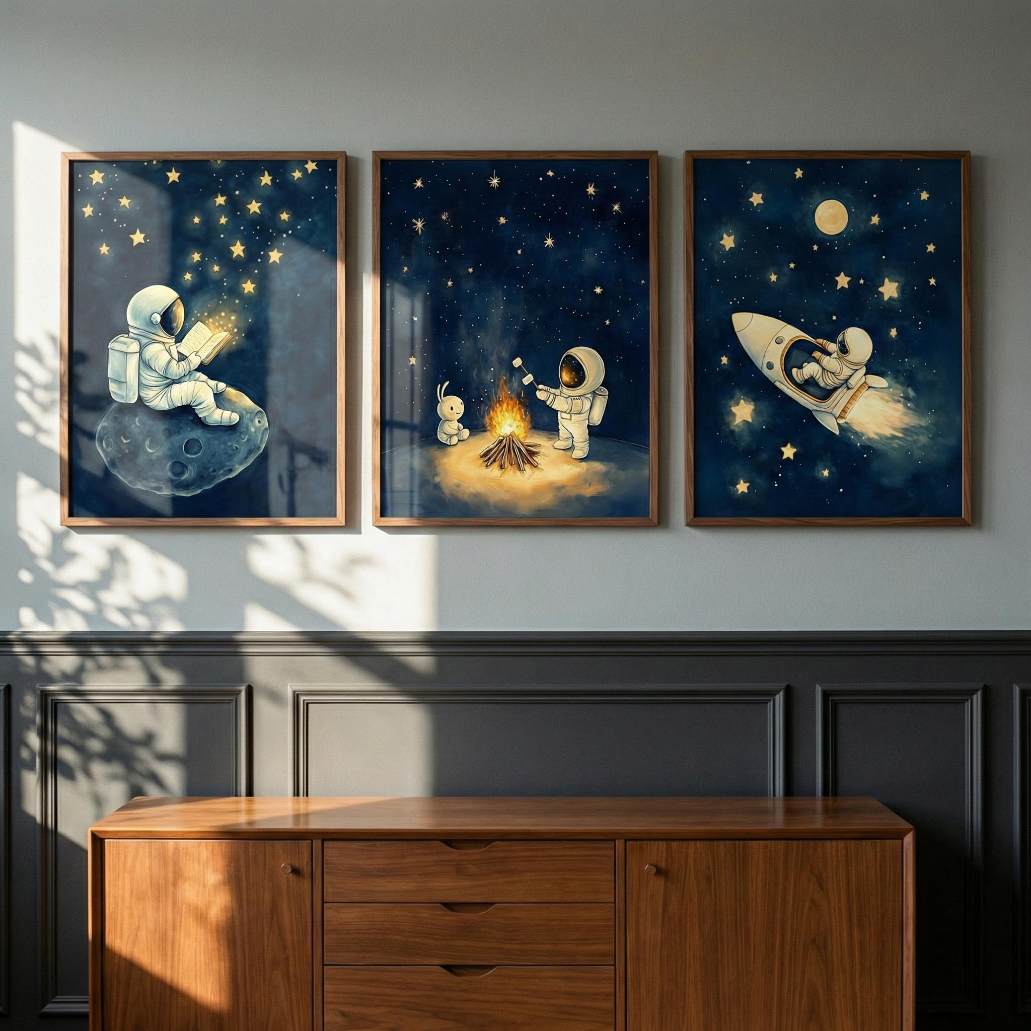 Astronaut Space Wall Art Set o - огляд і ціна Baby Nursery Frames
