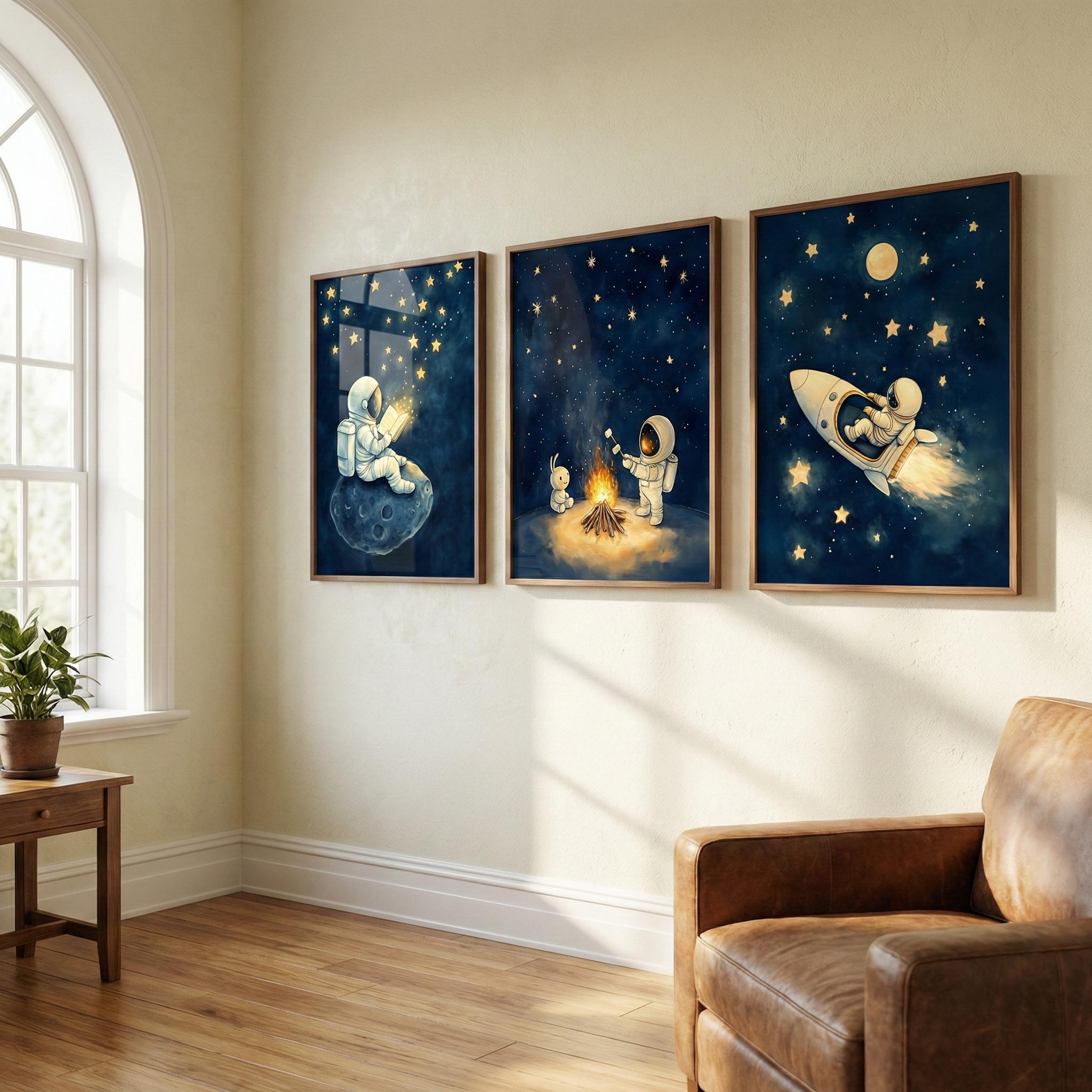 Astronaut Space Wall Art Set o - огляд і ціна Baby Nursery Frames