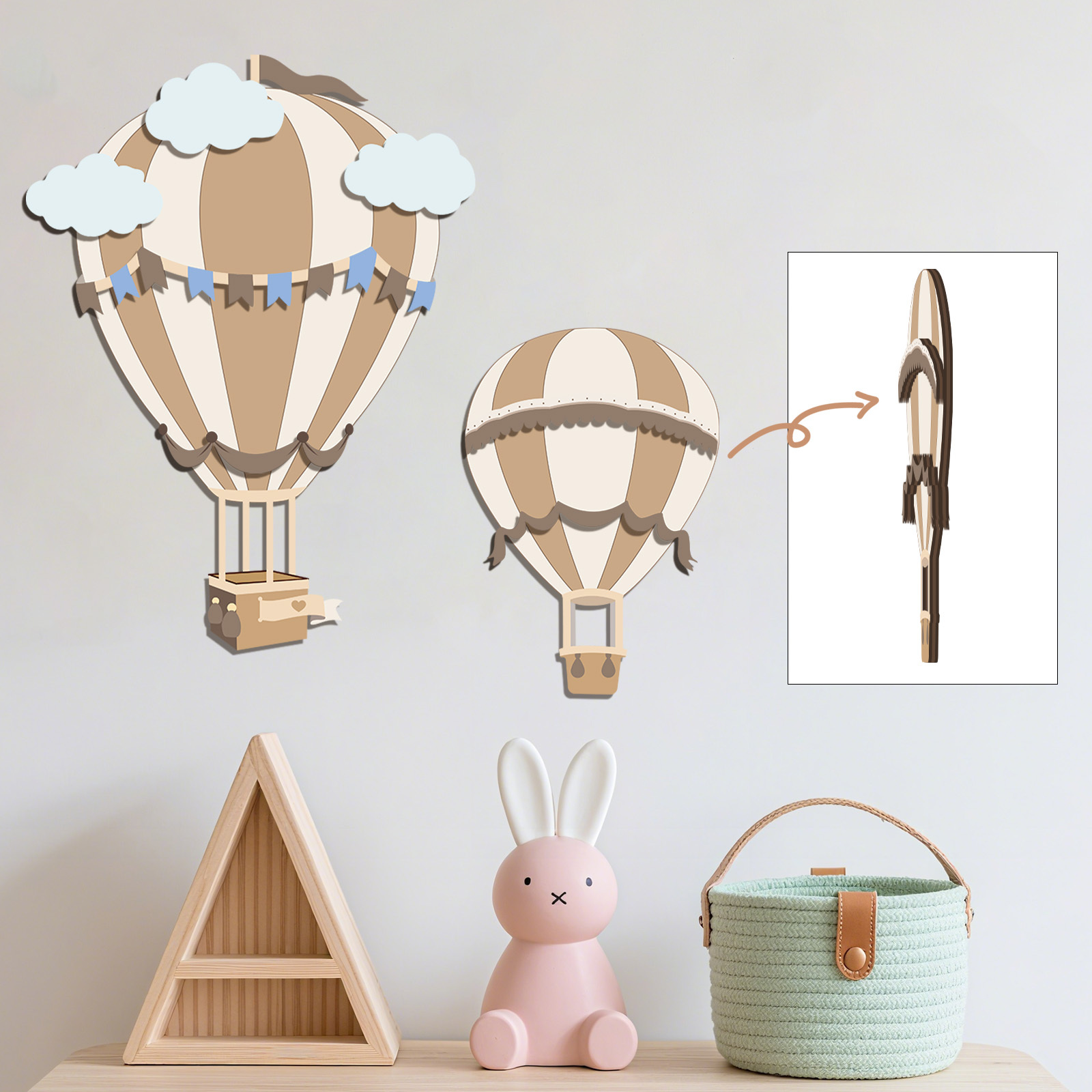 Neutral Hot Air Balloon Wooden - огляд і ціна Baby Nursery Hot Air Balloon