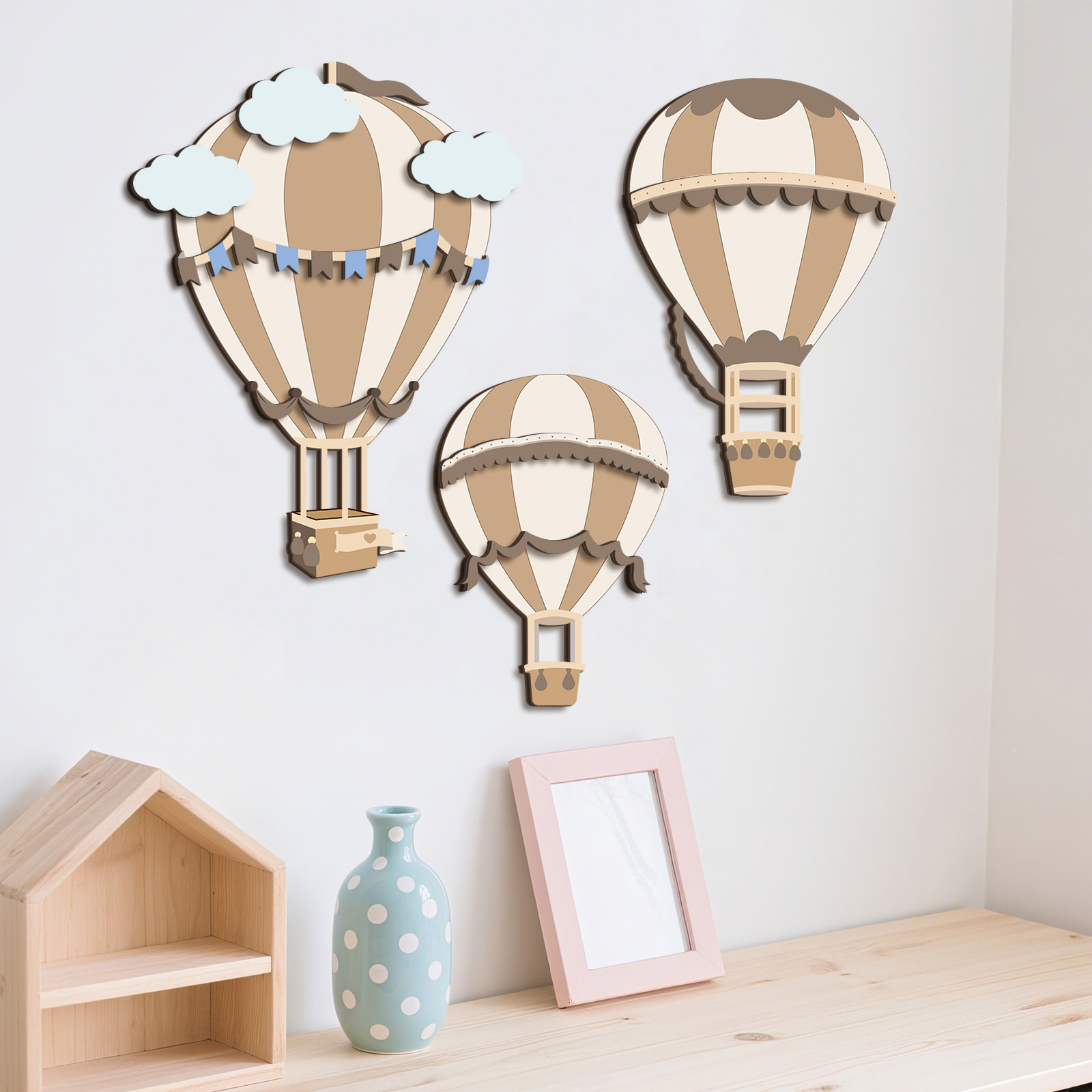 Neutral Hot Air Balloon Wooden - огляд і ціна Baby Nursery Hot Air Balloon
