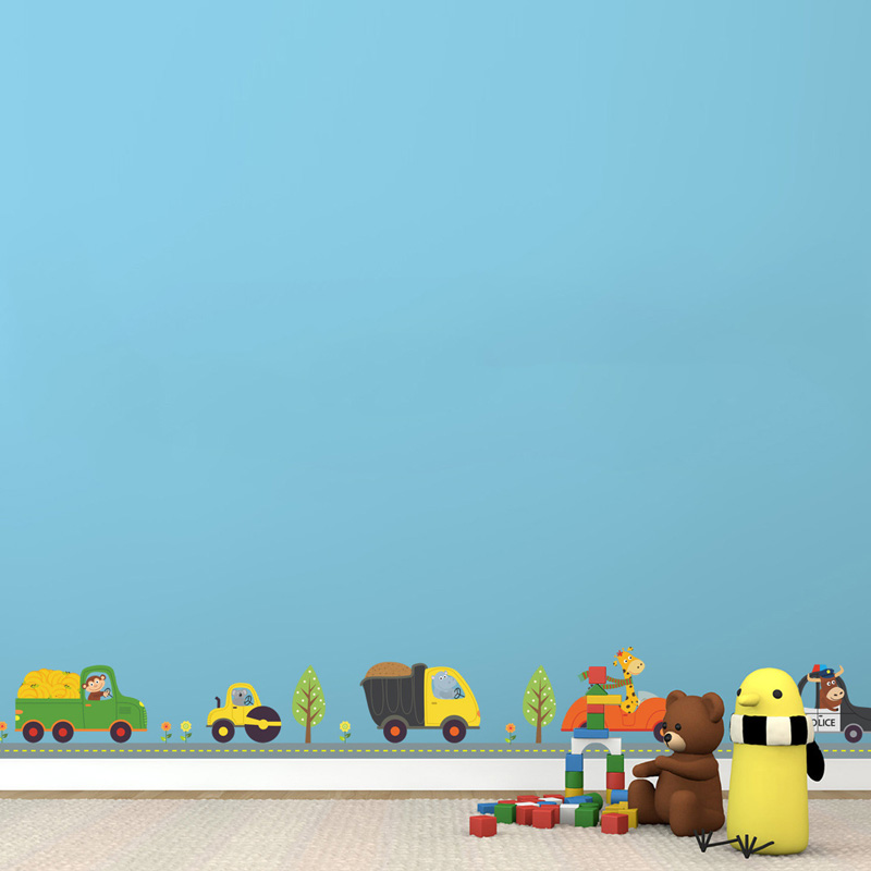 Cartoon Animals Car Wall Stick - огляд і ціна Baby Nursery Wall Mural