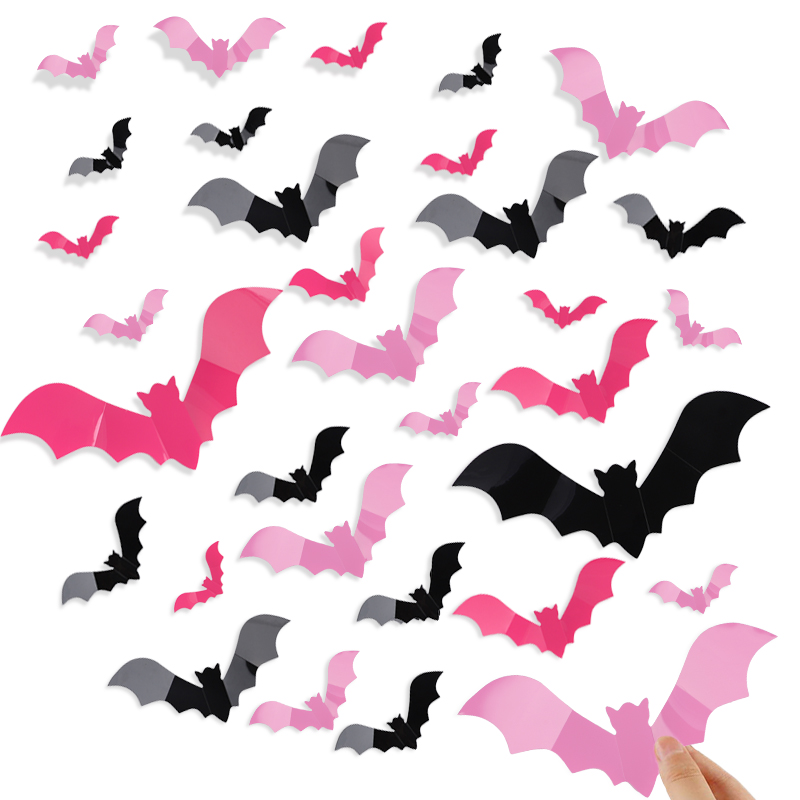 24/48Pcs Halloween Pink Bats W - огляд і ціна Baby Nursery Wall Mural