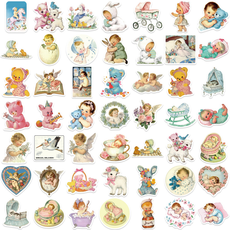 50pcs Vintage Baby Stickers Cu - огляд і ціна Baby Nursery Vintage Decor