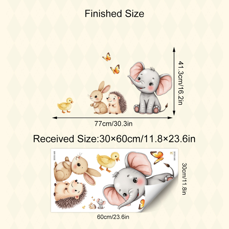 Cartoon Animal Wall Sticker -  - огляд і ціна Baby Nursery Wall Mural