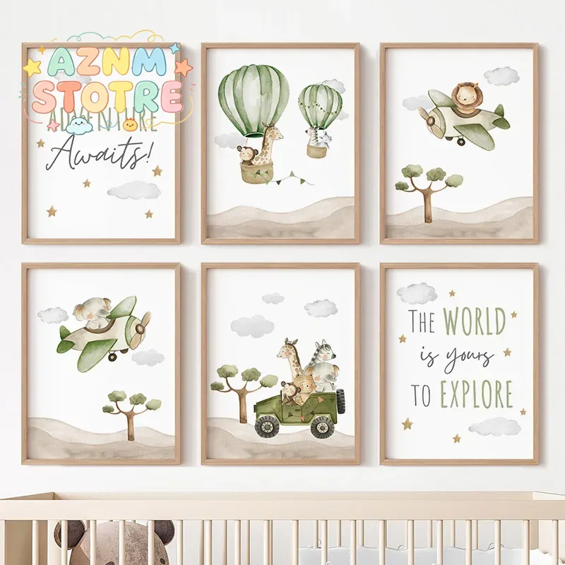 Hot Air Balloon Animals Poster - огляд і ціна Baby Nursery Hot Air Balloon