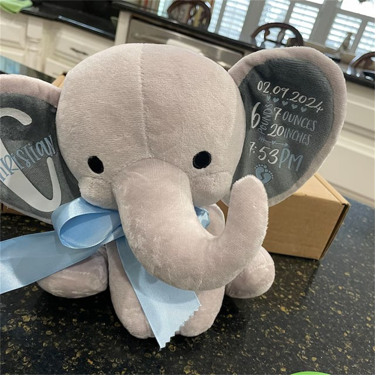 Custom Birth Stats Elephant Pl - огляд і ціна Baby Nursery Keepsake