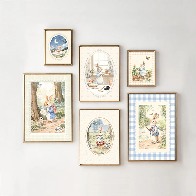 Vintage Boho Blue Plaid Rabbit - огляд і ціна Baby Nursery Vintage Decor