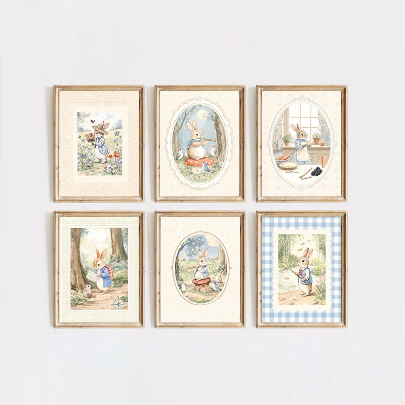 Vintage Boho Blue Plaid Rabbit - огляд і ціна Baby Nursery Vintage Decor