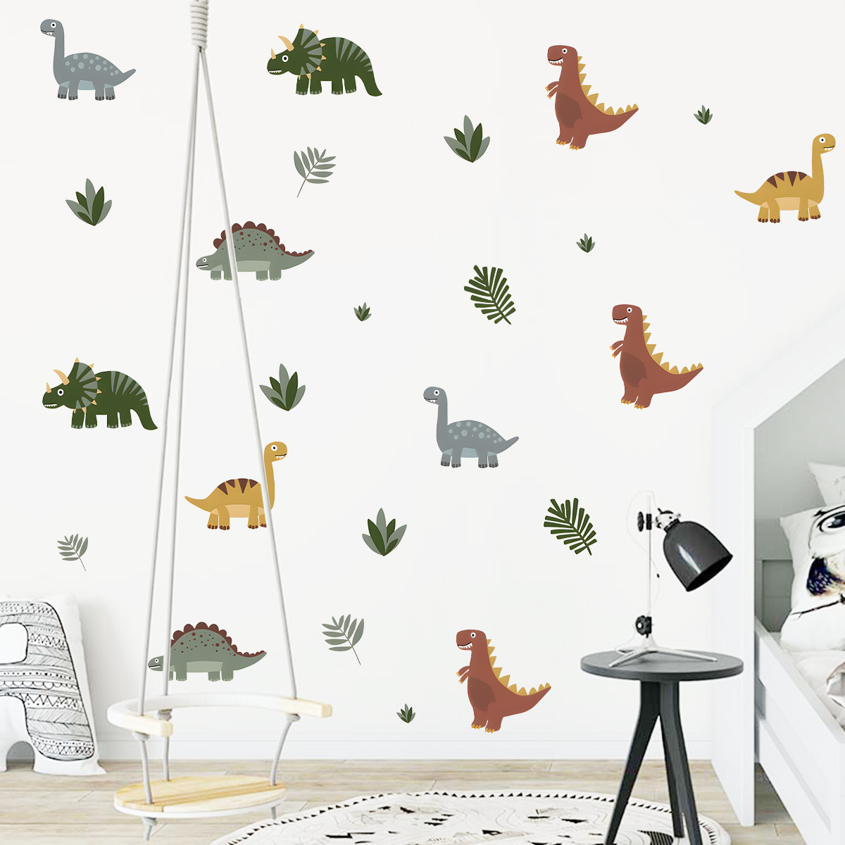 Cartoon Cute Dinosaur Leaf Ani - огляд і ціна Baby Nursery Wall Mural