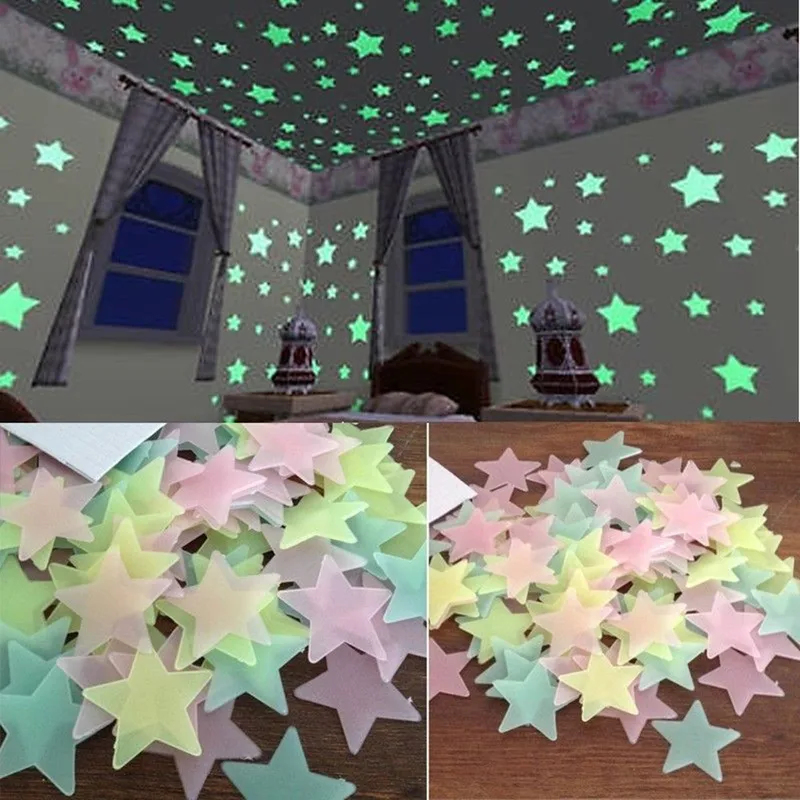 100pcs Fluorescent Glow in the - огляд і ціна Baby Nursery Wall Mural