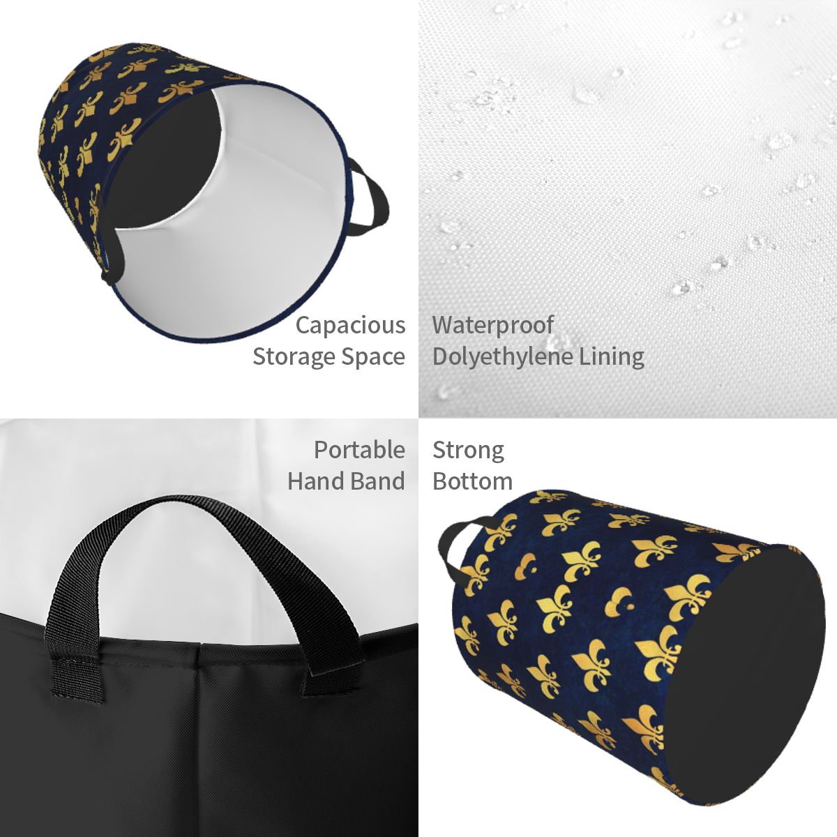 Royal Gold Blue Grunge Fleur D - огляд і ціна Baby Nursery Laundry Basket