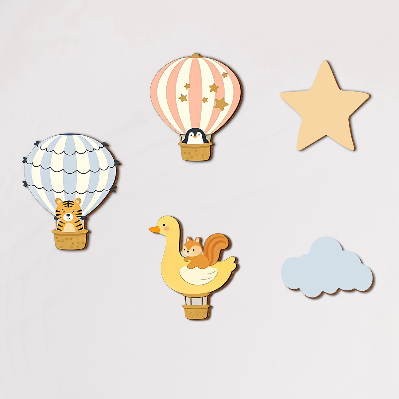5Pcs Animal Hot Air Balloon Wo - огляд і ціна Baby Nursery Wall Mural
